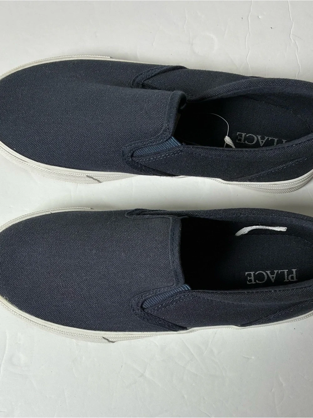 PLACE Navy Canvas Slip-On Loafers with White Sole